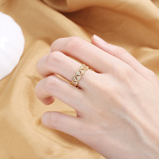 Womens Hollow Fan Shaped Adjustable Zircon Ring Gold Plated Geometric Fashion Jewelry For Women Radiant Charms