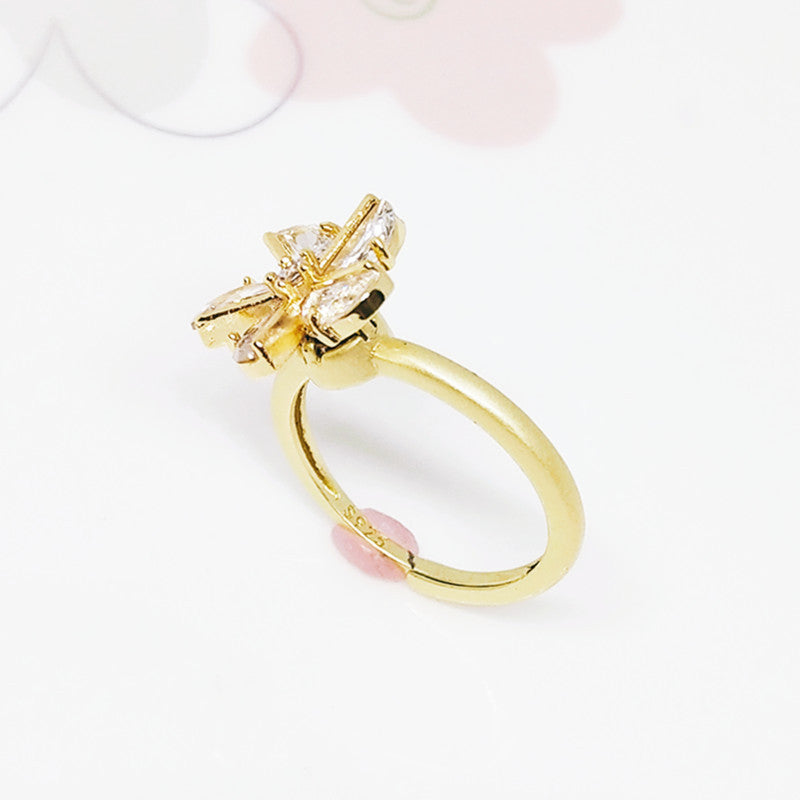 Small Rotating Windmill Ring For Women Korean Style Metal Electroplated Jewelry Spins Charmingly Reflects Light