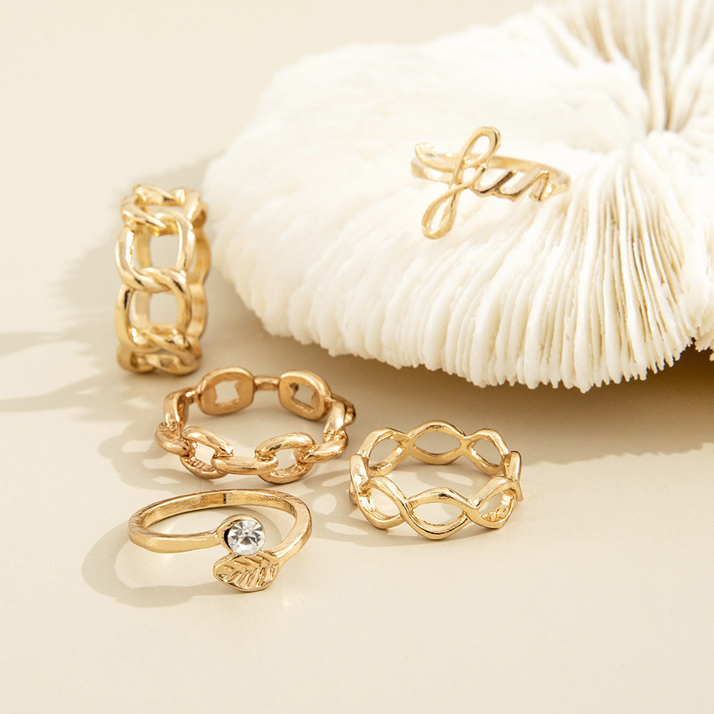 Gold Plated Letter Ring For Women European And American Style Metal Jewelry Gift For Her Elegant Design And Gift Idea