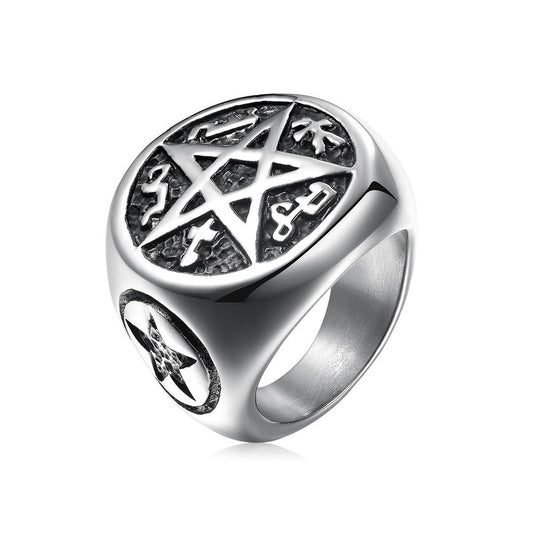 Five-star men's titanium steel ring