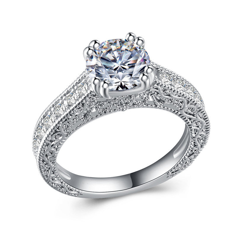 Womens Zircon Rings Platinum Plated Jewelry Continental American Style Gift Ready White Stone Sizes 6 7 8 9 10