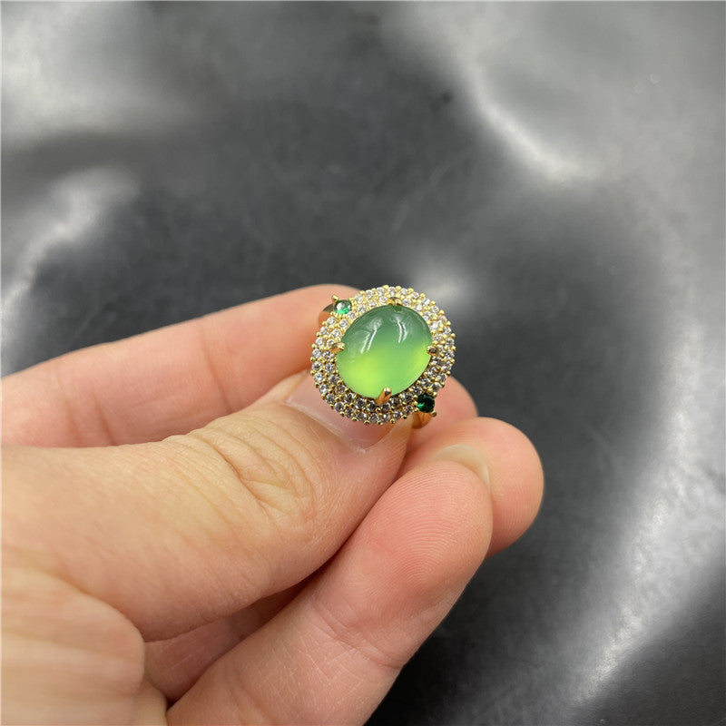 Geometric Inlaid Blue Chalcedony Agate Ring Handmade Polished Fashion Jewelry For Women Elegant Durable Timeless Gift