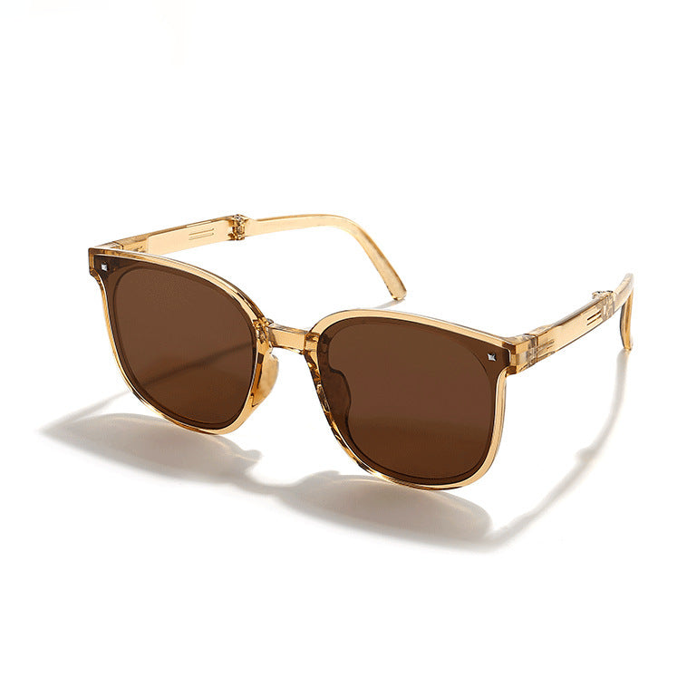 Folding Sunglasses Retro Sun Protection Glasses Resin Frame Box Eyewear With Spring Hinge To Fashion Commuting