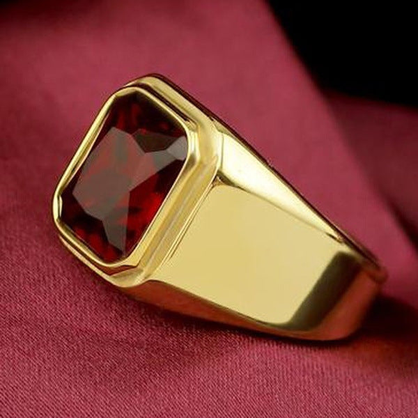 Men Square Alloy Ring Geometric Electroplated Wedding Band With Artificial Gems Inlaid Fashion Jewelry GiftFor