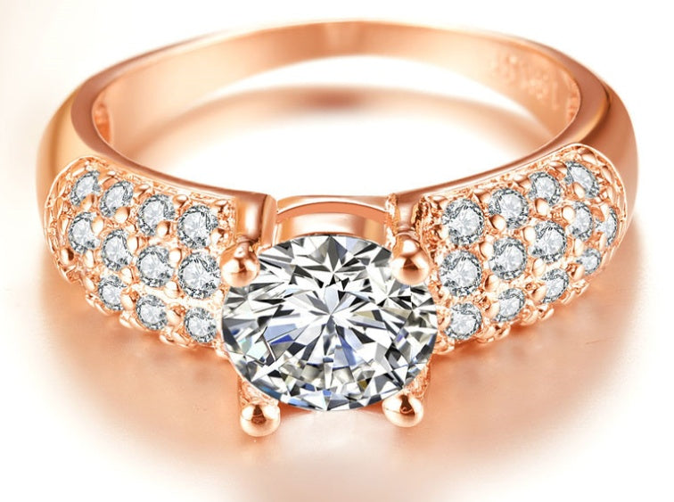 Copper Vintage Ring With Rose And White Gold Plating Geometric Design Sizes 5 To 10 EverydayLook Everyday Glam