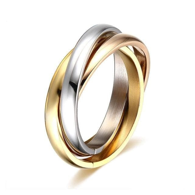 Tricolor Titanium Steel Ring Geometric Design For Unisex Elegant European American Style Electroplated Finish Shine