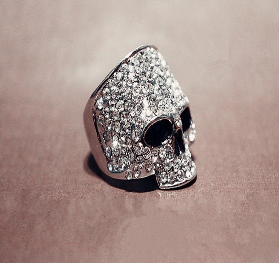 Mens Womens Ghost Head Diamond Metal Ring Hip Hop Punk Gothic Bold Statement Jewelry For Everyday Wear For All