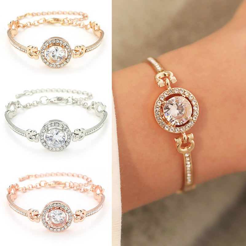 Womens Rhinestone Geometric Alloy Bracelet Fashion Trendy Inlaid Design Bracelet Chic Wrist Accessory Gleaming