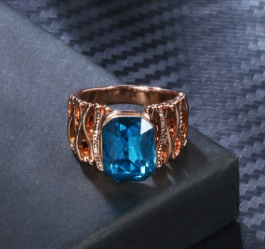 Rose Gold Bamboo Bar Gemstone Ring Classic Jewelry Ring