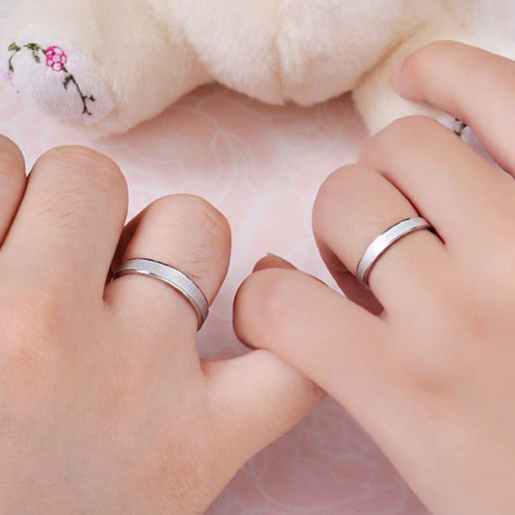 Couple Rings 925 Sterling Silver Korean Style Star Rings Electroplating Rings Frosted Inner Craft Promise Rings