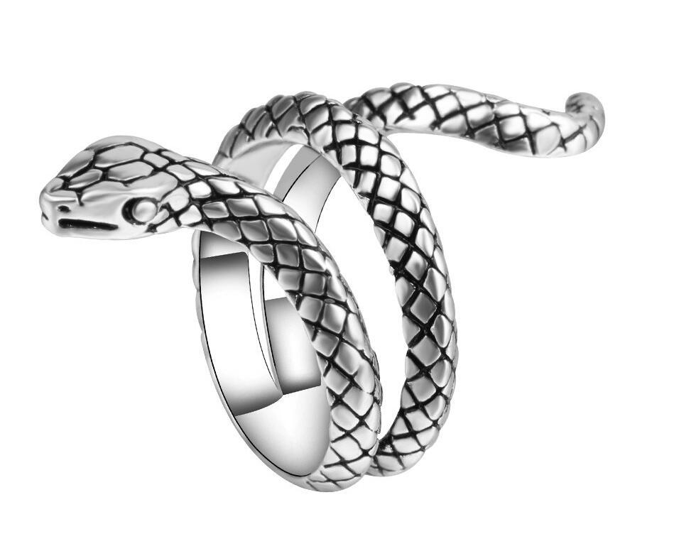 Retro Punk Cobra Ring Adjustable Metal Band Vintage Electroplated Fashion Jewelry Animal Zodiac Statement Ring Edition