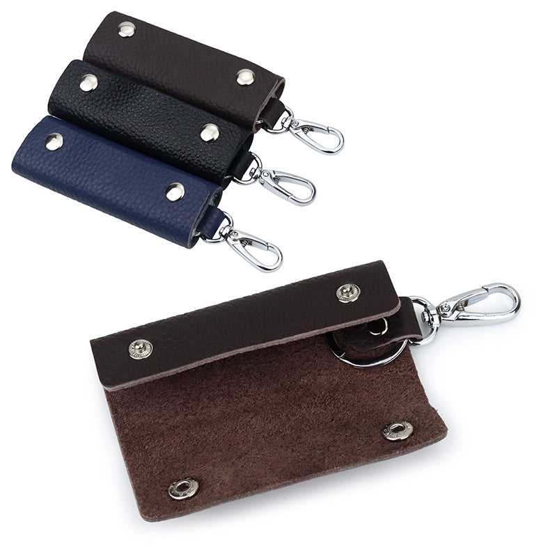 Mens Genuine Leather Key Case Retro First Layer Cowhide Durable Key Holder Secure Organizer For Door Use Everyday