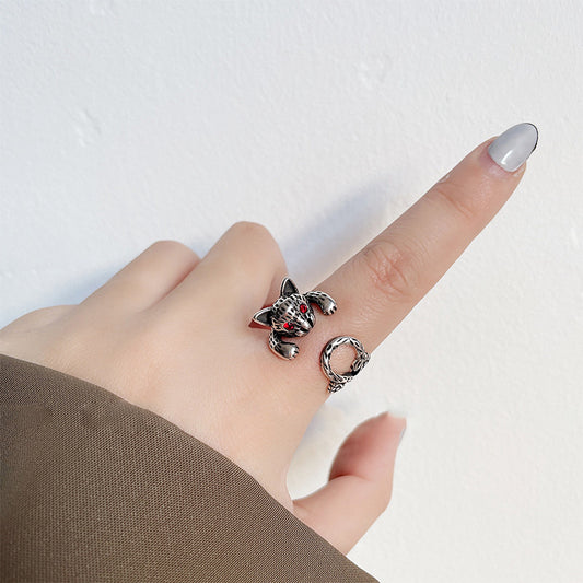 Unisex Adjustable Ring 925 Sterling Silver Plated Retro Punk Geometric Animal Jewellery Gift Statement Style X