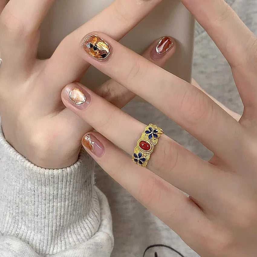 Copper Adjustable Ring Geometric Open Woven Design Yellow Gold Fashion Jewelry Gift Durable Everyday Statement