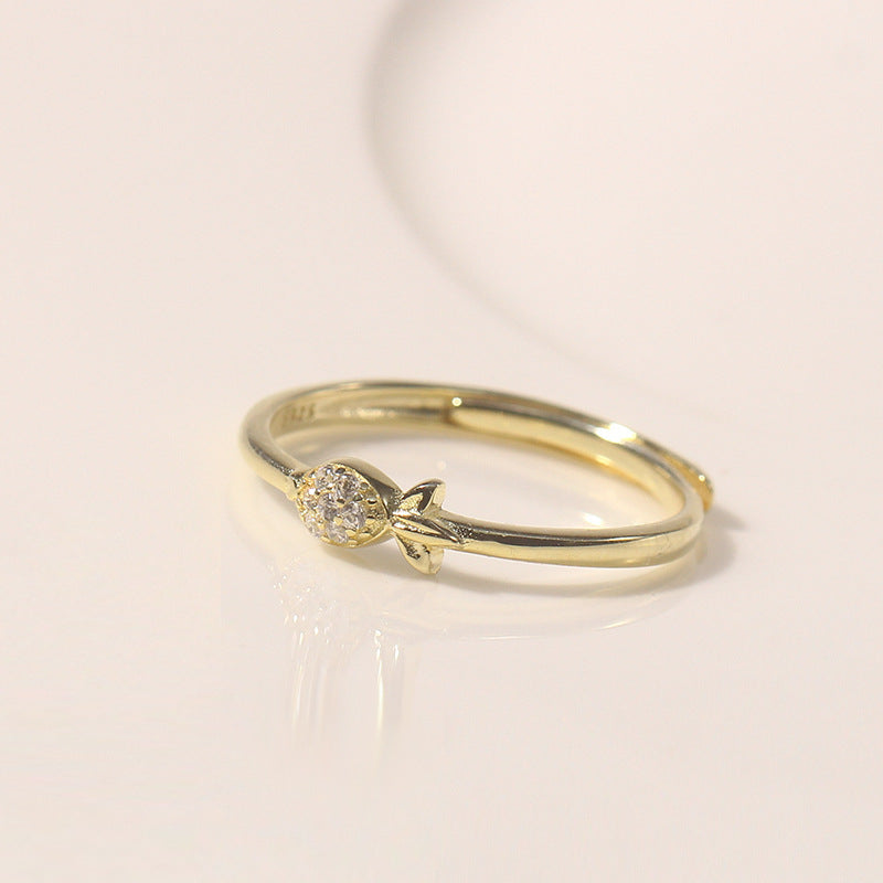 Ladies Ring Sterling Silver Inlaid Gem Fashion Jewelry Creative Design Ring For Women and Students White Gold 14k Gold Ring Female Ring