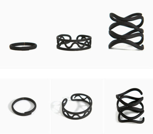 Frosted Black Geometric Ring For Women In Korean Fashion Style Individually Packed Jewelry For Birthday Gift Trend