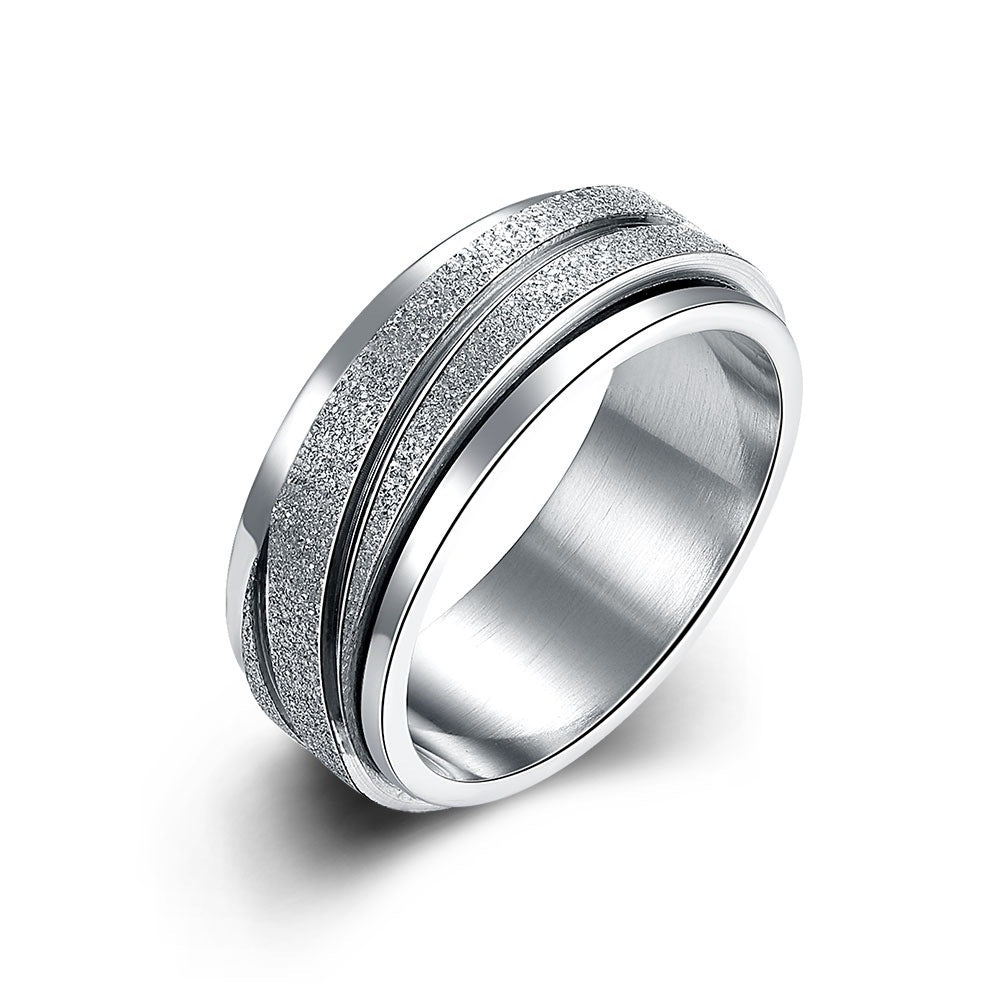 Rotatable Gear Titanium Steel Ring Modern Geometric Style