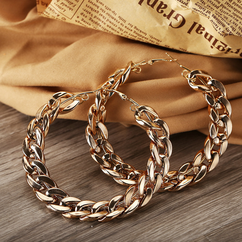 Unisex Chain Earrings Alloy Retro Exaggerated Punk Drop Earrings European American Fashion Jewelry Collections