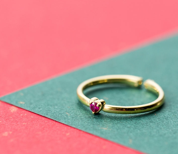 Rose Red Zircon Diamond Ring 925 Silver Gold Plated Ring Sweet Love Korean Ring For Women Girls Zircon Diamond