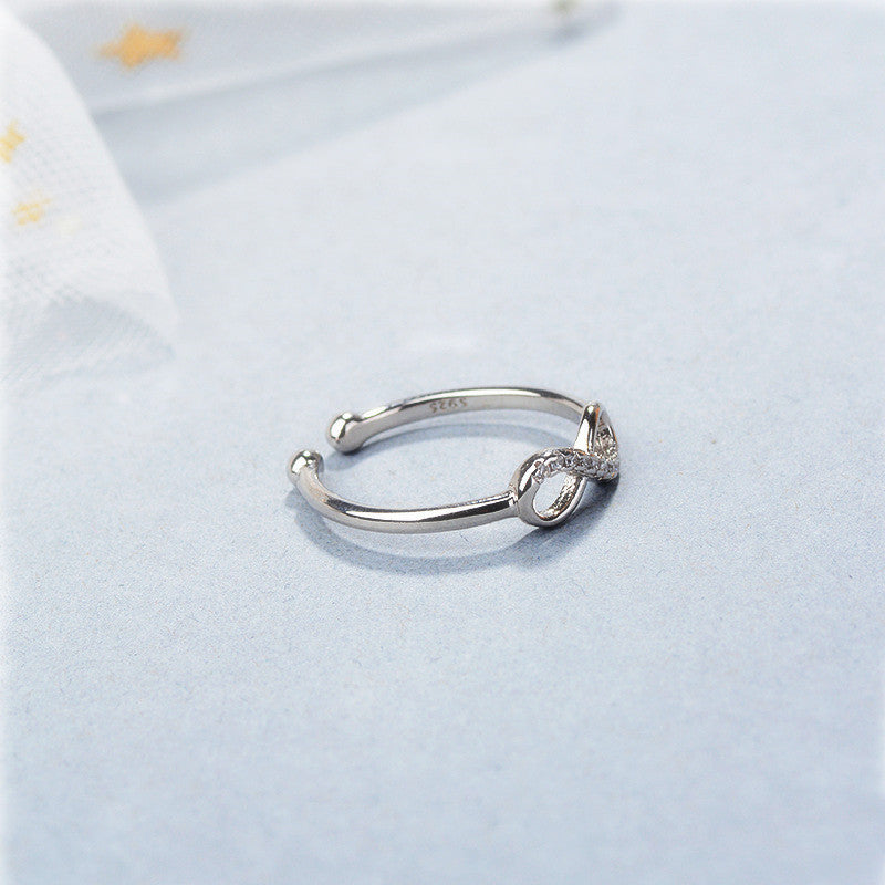 Womens Ring Platinum Plated Diamond 8 Shape Adjustable White Copper White Gold Tone Gift Engagement Anniversary Jewelry