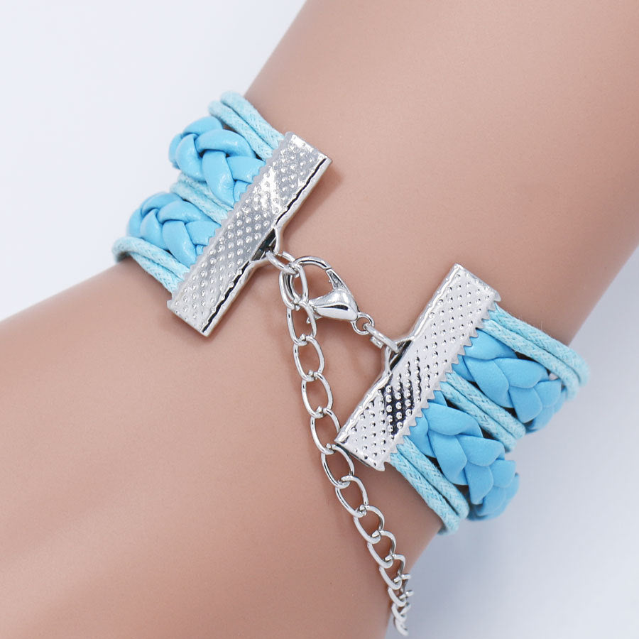 Leather Wolf Bracelet With Crystals And European Charms Adjustable Fashion Jewelry For Women Everyday Use Gift