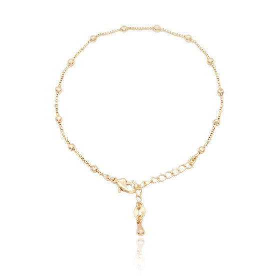 Womens Copper Chain Bracelet With Round Glass Bead Electroplated Fashion Jewelry Beaded Chain Glass Bead Chain