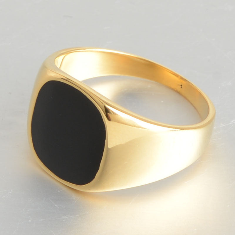 Titanium Steel Cast Black Oval Epoxy Stainless Steel Ring