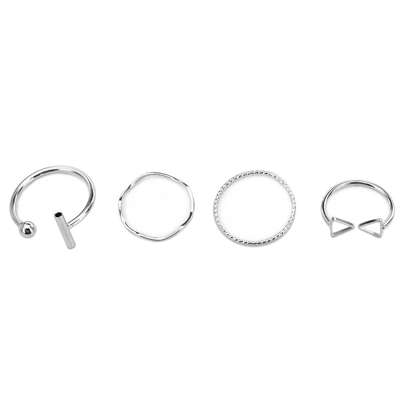 Womens Geometric Triangle Ring Four Rings Electroplated Alloy Rings Simple Rings Individually Packed For Women