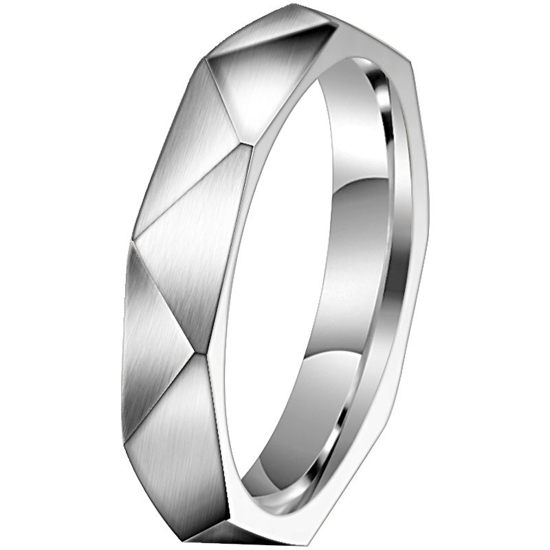 Titanium Steel Ring With Rhombus Wave Design For Men