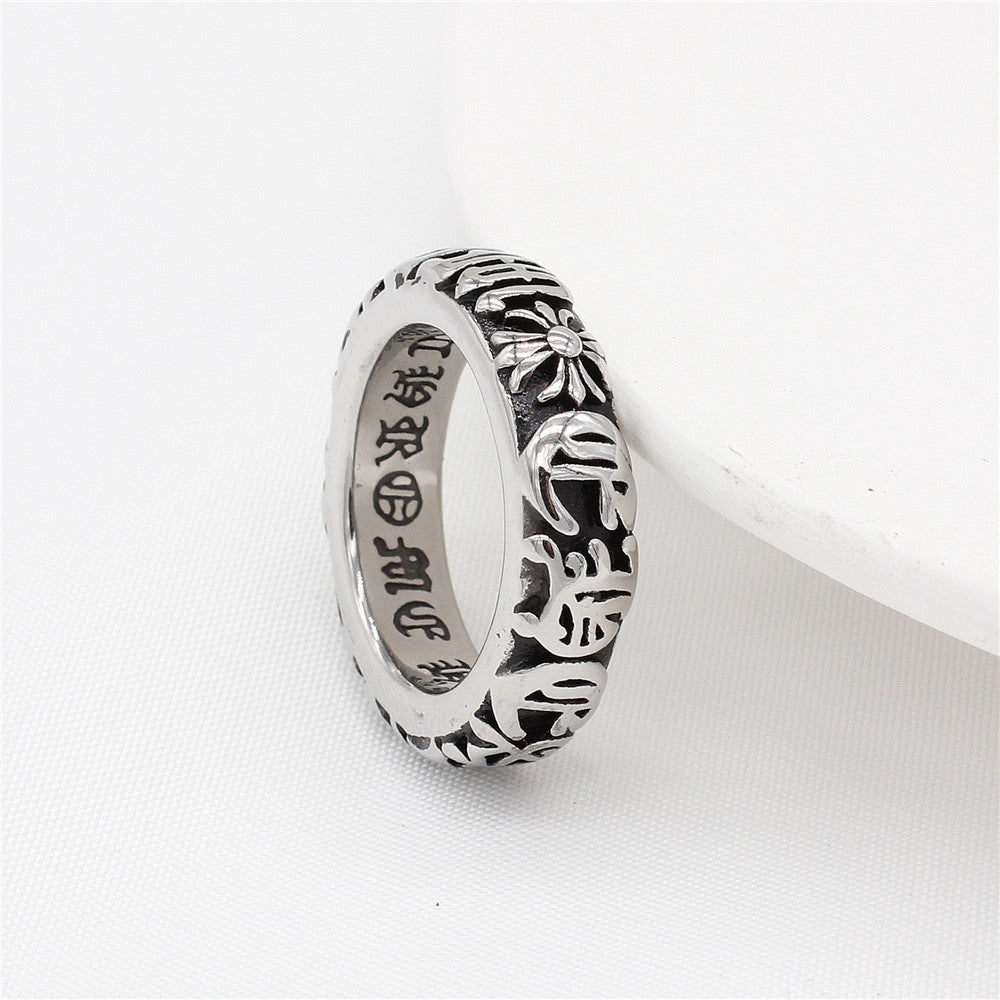 European And American Cross Men's Titanium Steel Ring