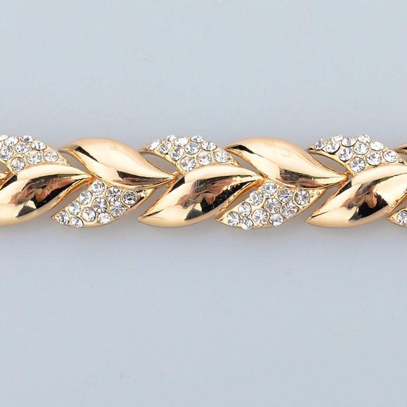 Golden Leaf Alloy Bracelet For Women And Girls Everyday