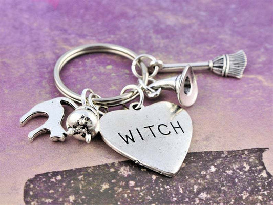 Witch Keychain Plated Alloy Charm Key Ring Halloween Witchcraft 30mm Decoration Accessories Trendy Fashionable