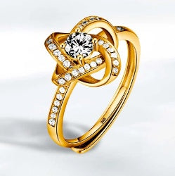 Sterling Silver Open Band Ring for Women with Zirconia GemstoneX Adjustable 925 Silver Jewelry Diagonal Design