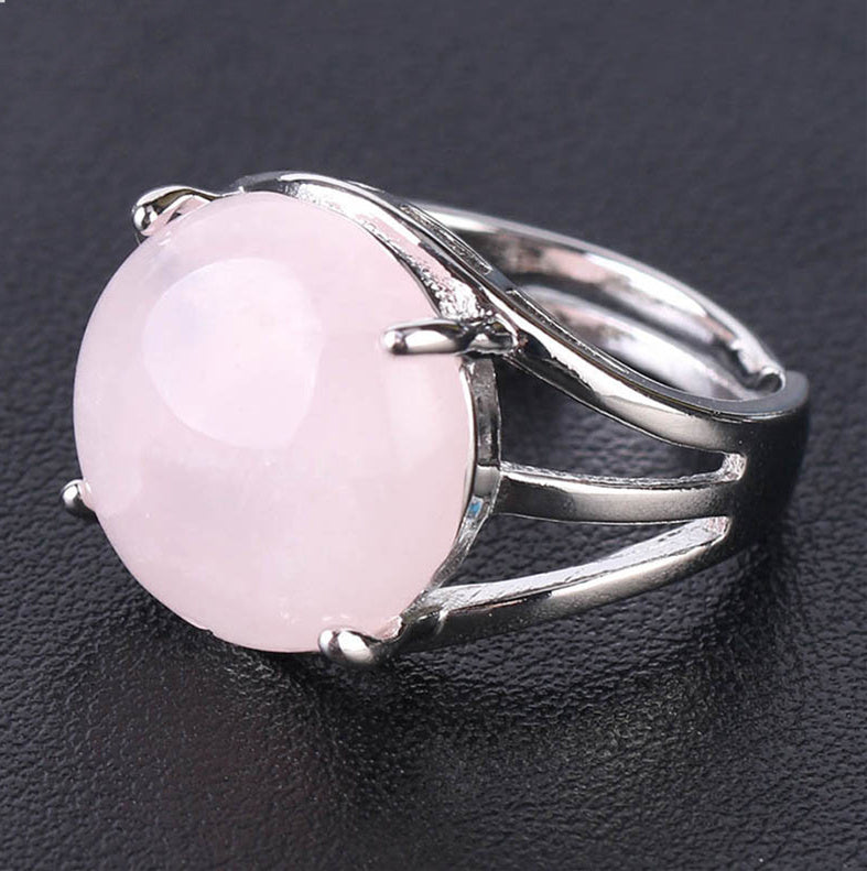 Crystal Hollowed Ring With Natural Stones And Copper Accessories European Style Gift Men Women Friends Jewelry