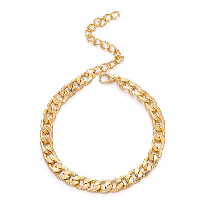 Men Geometric Chain Bracelet Thick Strap Alloy Metal Jewelry Exaggerated Retro Style Travel Gift Commemoration