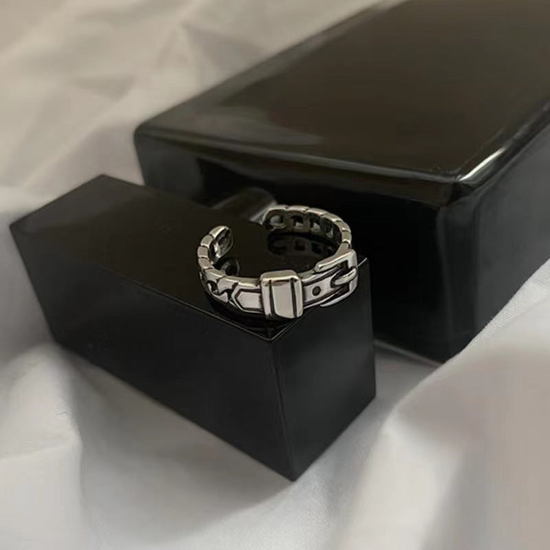 Unisex Adjustable Open Mouth Ring Belt Ring Geometry Alloy Ins Style Retro Distressed Jewelry Everyday Casual Wear