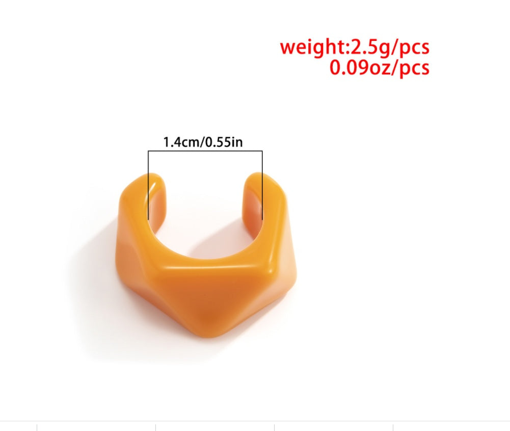 Vintage Geometric Resin Rings For Women Trendy Acrylic Bohemian Colorful Transparent Rings Individually Packed