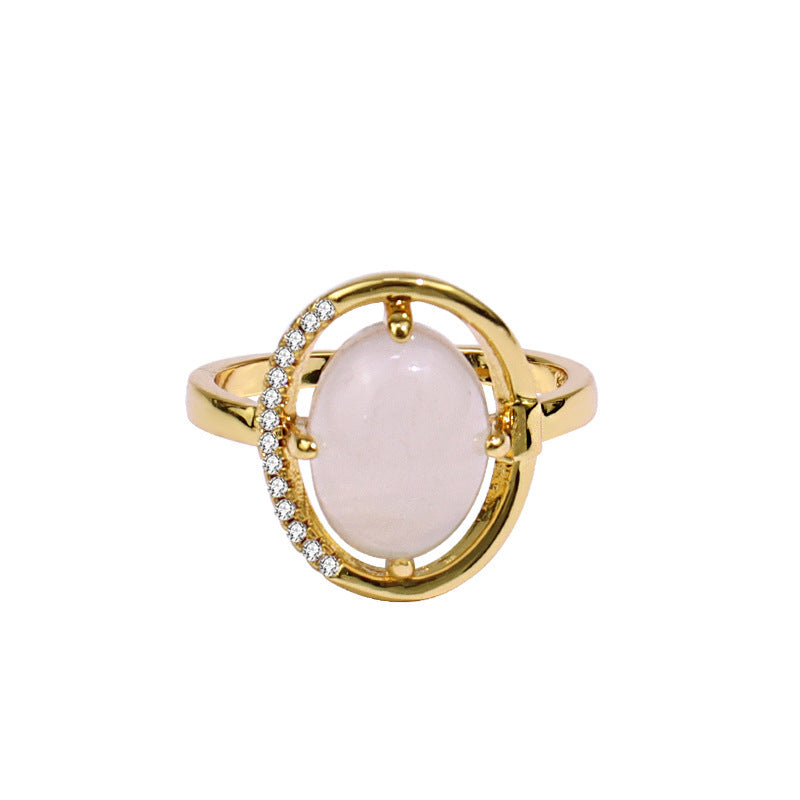 Opal Niche Design Oval Ring Accessories Silver Plated Fashion Womens Adjustable Oval Shape Silver Gold Opening