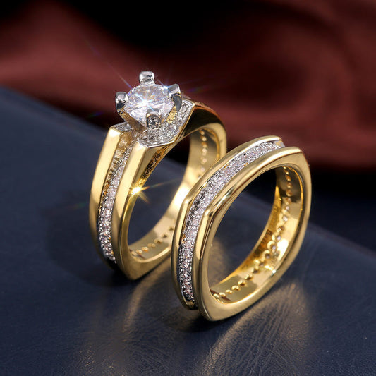 Gold Plated Zircon Inlay Ring for Women Geometric Copper Base Dainty Stackable Fashion Jewelry Anniversary Gift