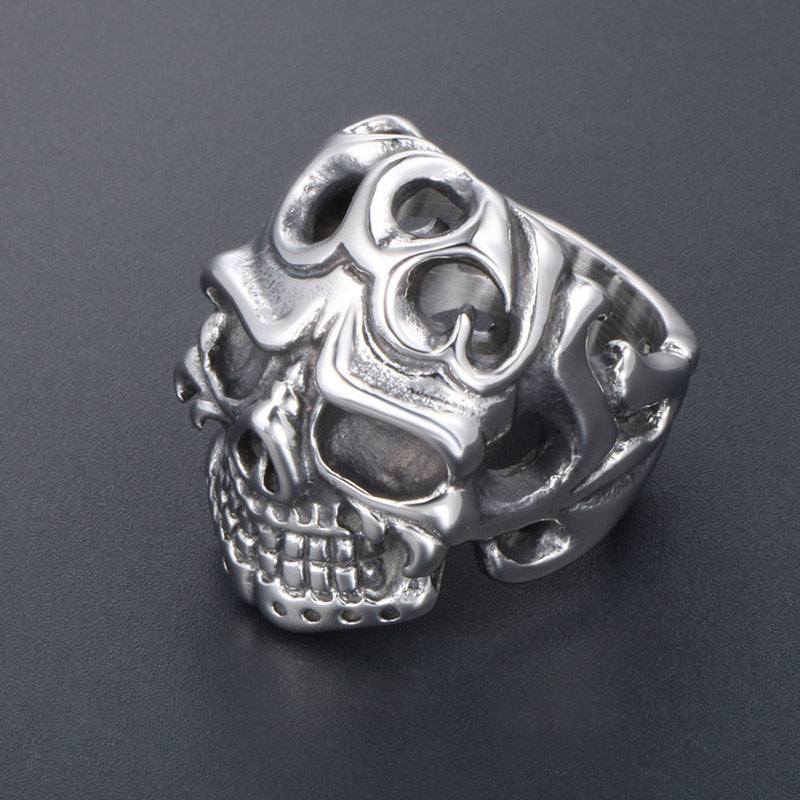 Retro Skull Vampire Ring Titanium Steel Unisex Jewelry Geometric Retro Style Size 7 8 9 10 11 12 Vintage Flair Design