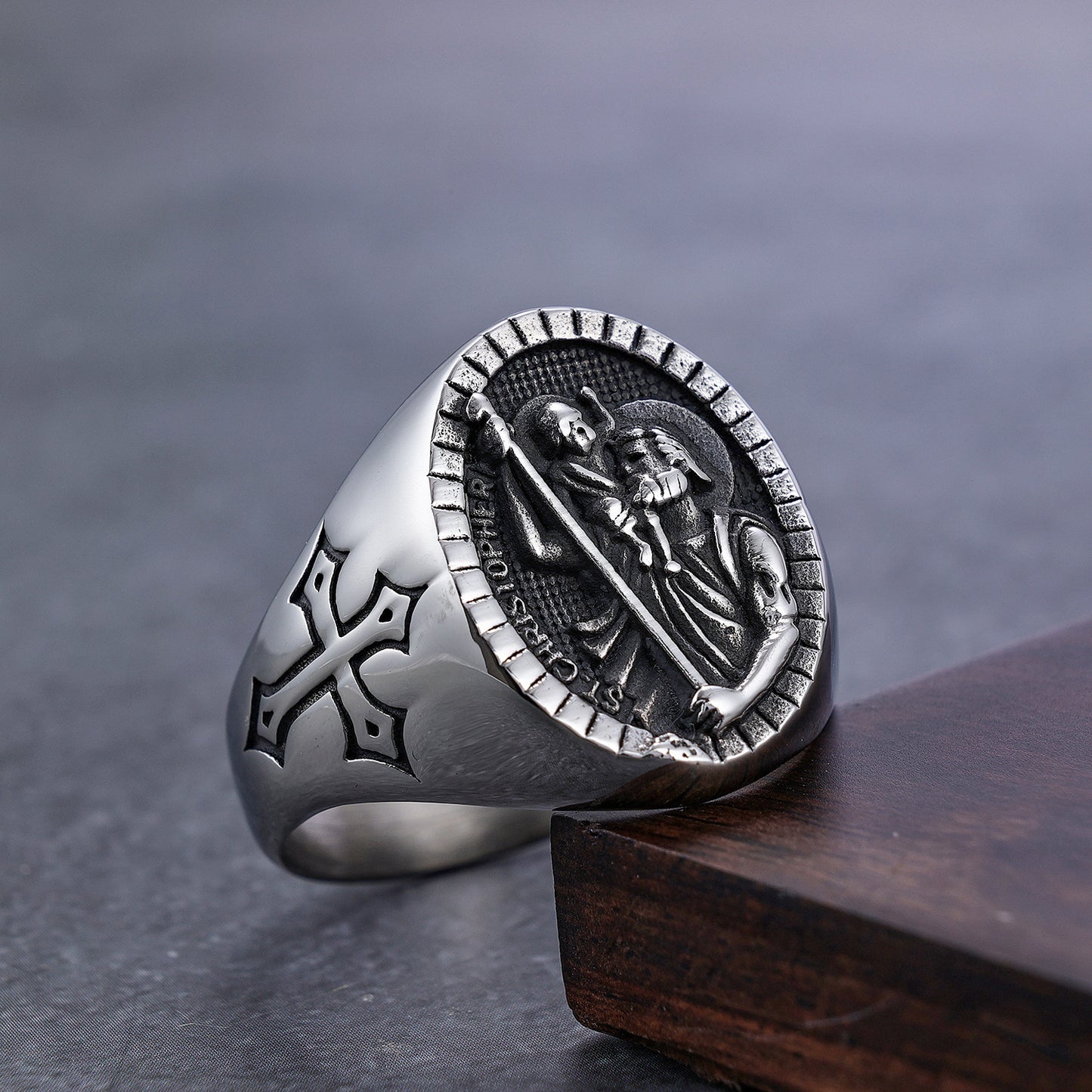 Stainless Steel Cross Ring For Men Vintage Style Silver Tone Jewelry Sizes 7 8 9 10 11 12 13 Polished Finish Collection