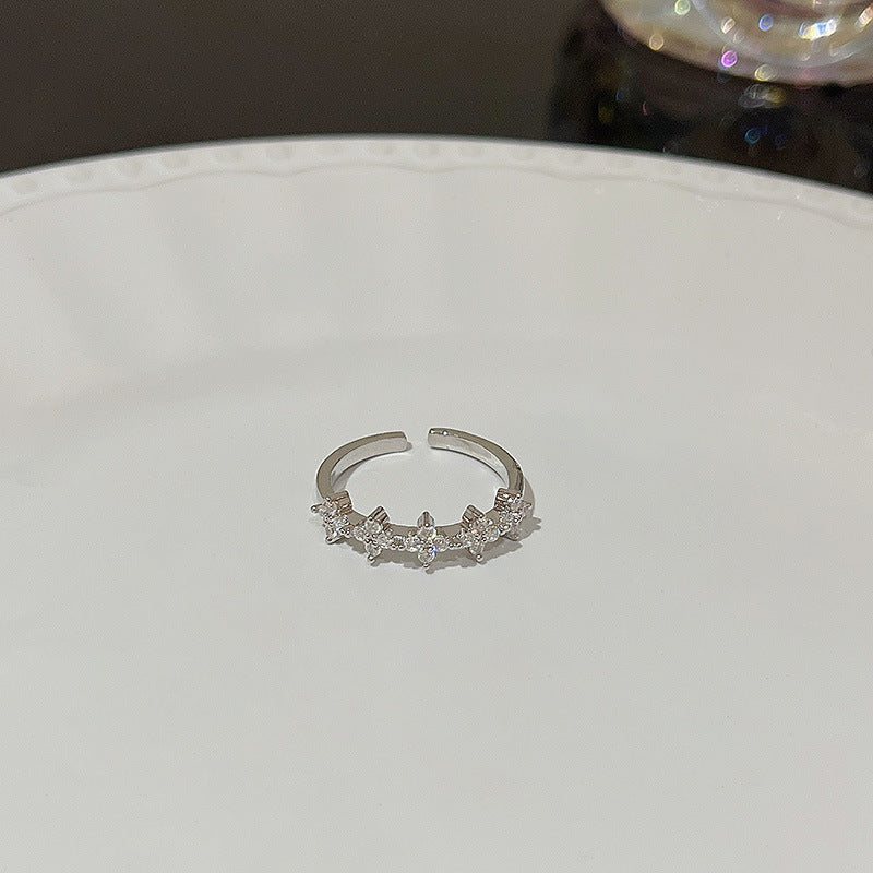 Open Ring For Women Butterfly Zircon Inlaid Copper Ring With Bow Square Heart Elements Fashion Jewelry Sparkle