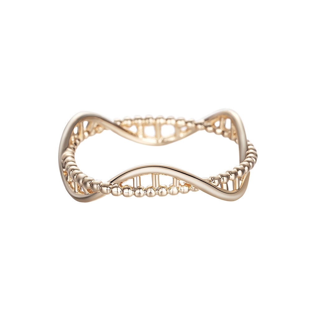 Women Ring Rotating Hollowed DNA Design Electroplated Alloy Trendy Jewelry Index Finger Elegant Ring For Women