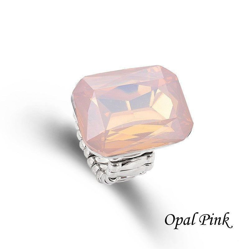 Unisex Geometric Crystal Ring Inlay Alloy Inlaid Gemstone Fashion Square Ring Artificial Geometric Ring Square