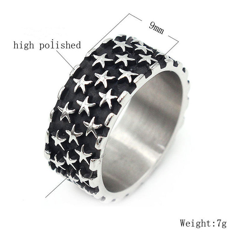 Retro Mens Titanium Steel Ring TrendyDomineering Material Titanium Steel Geometry Oil Oiling Packing List Ring