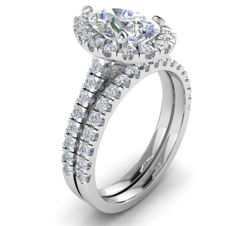 Silver Geometric Drop Ring Set With Gemstones Alloy Finish