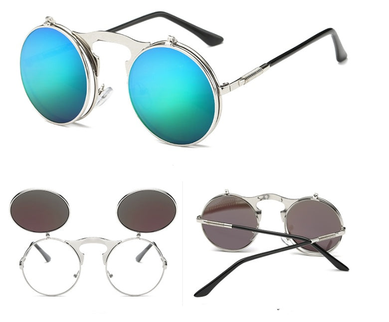 Steampunk Round Sunglasses Retro Glasses UV Protection Metal Frame Unisex Punk Cycling Style For Men And Women