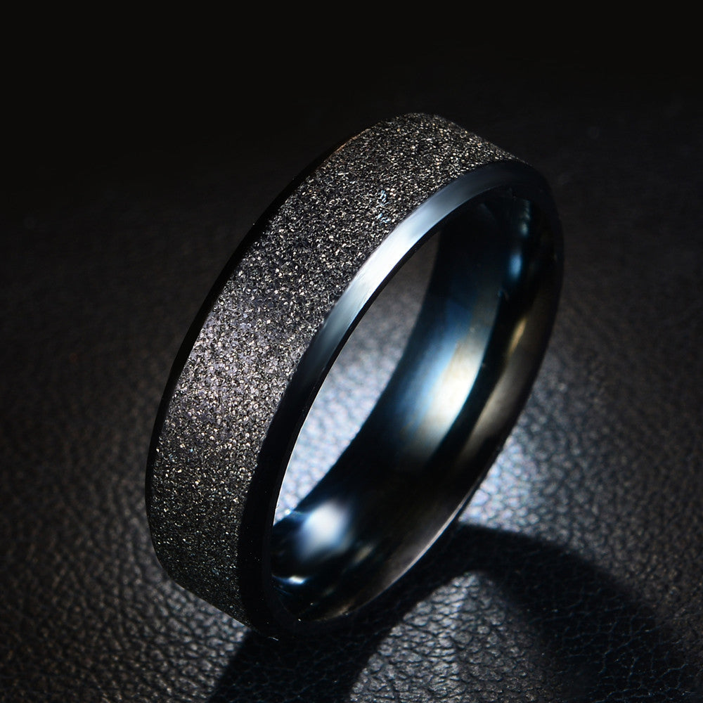 Frosted Stainless Steel Ring 6mm Unisex Band Gift Box