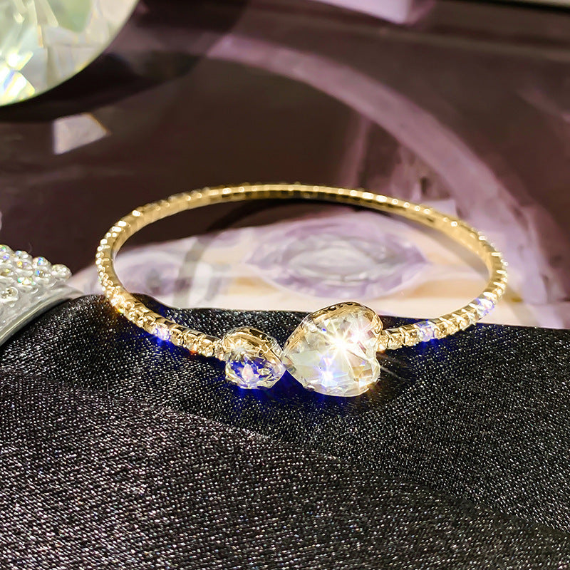 Womens Titanium Steel Bracelet Fashion Geometric Pearl Diamond Inlay Anniversary Gift For Birthday Wedding Gift