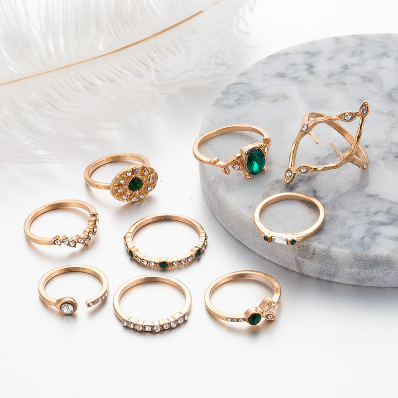 Electroplated Alloy Fashion Ring Set 9 Piece For Women And Girls Trendy Stackable Rings For Everyday Wear Gift Set